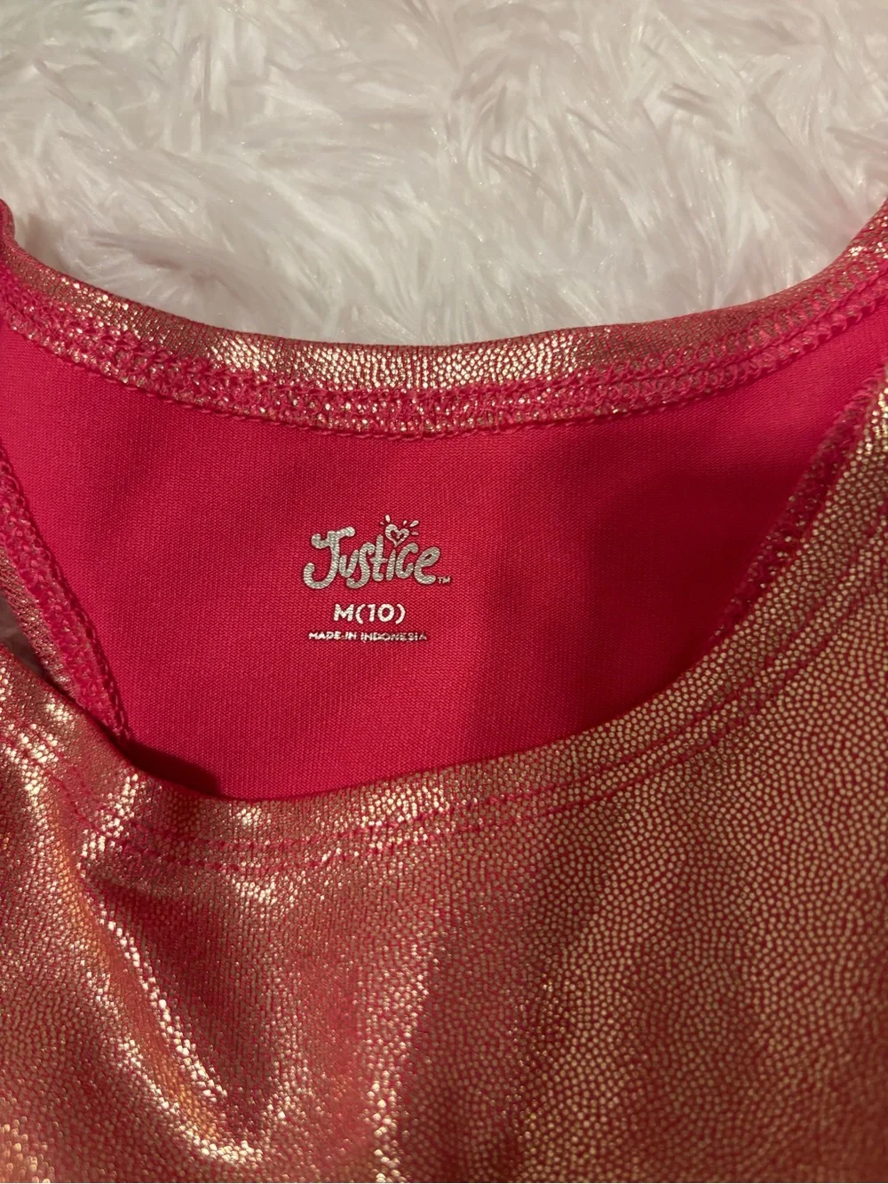 Justice Metallic Pink Sports Bra Lined Top Girl Size Medium 10 Never Worn